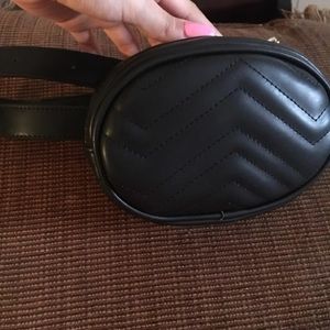Black fanny pack belt bag faux leather
